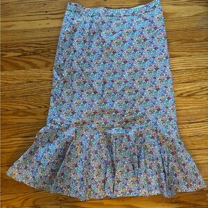 EUC Liberty fabric J. Crew Floral Ruffle Hem Midi Skirt